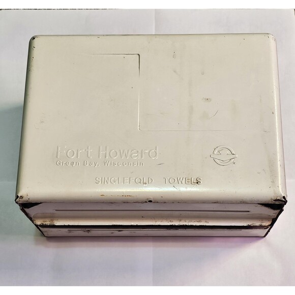 Vintage Collectible Fort Howard White Metal Singlefold Paper Towel Dispenser - Picture 1 of 7